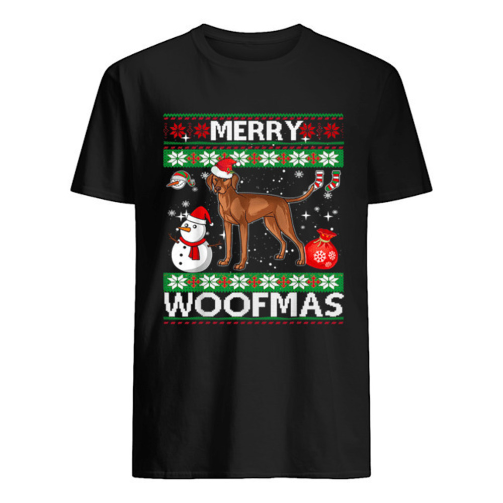 Vizsla Dog Merry Woofmas Christmas Costume Tshirt